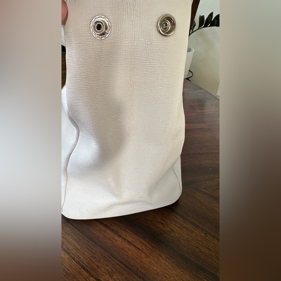 Furla White Leather Satchel with Scarf-Wrapped Handle - Picture 7 of 16